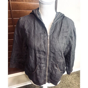 Allen Allen Women's Hoodie 100% Linen full zip jacket sz Large Vintage 90s USA